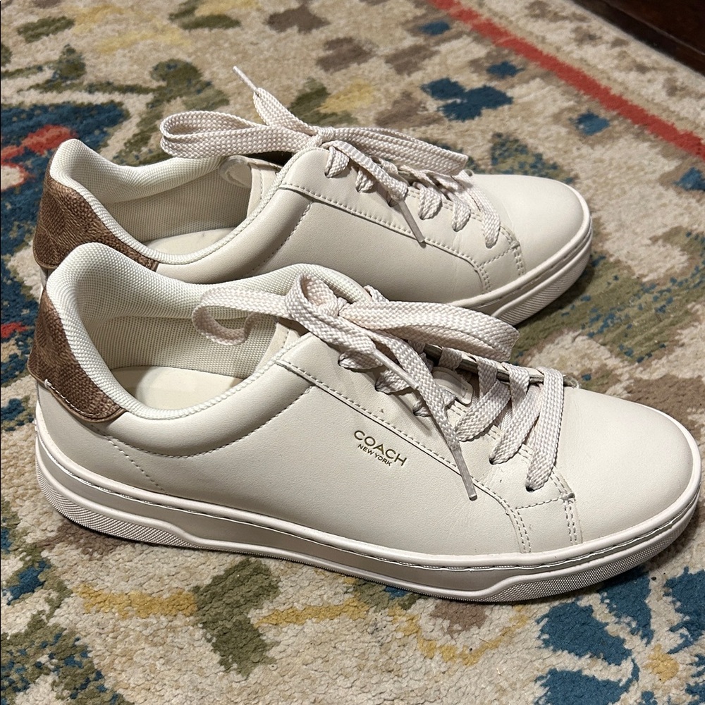 Coach Women's Cream Sneakers with Gold Detail High Line Sneaker - Picture 3 of 8